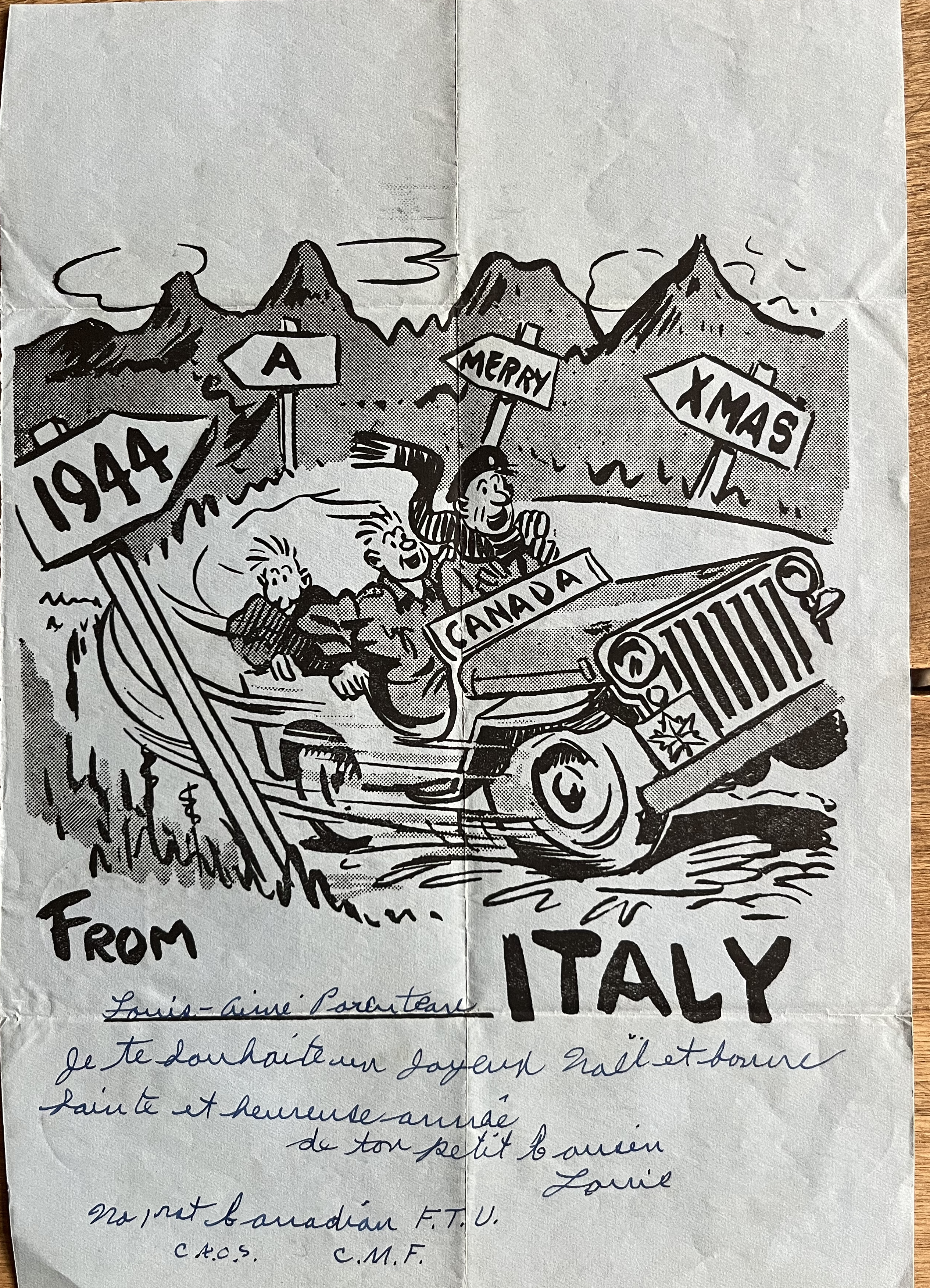 Merry xmas from Italy 1944 card